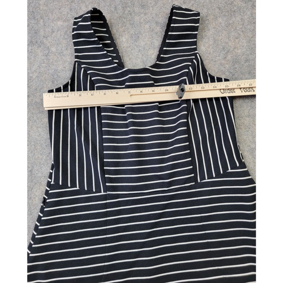 ExOfficio Dress Womens Medium Black White Stripe Keyhole Back Ponte Fit Flare - Picture 9 of 12